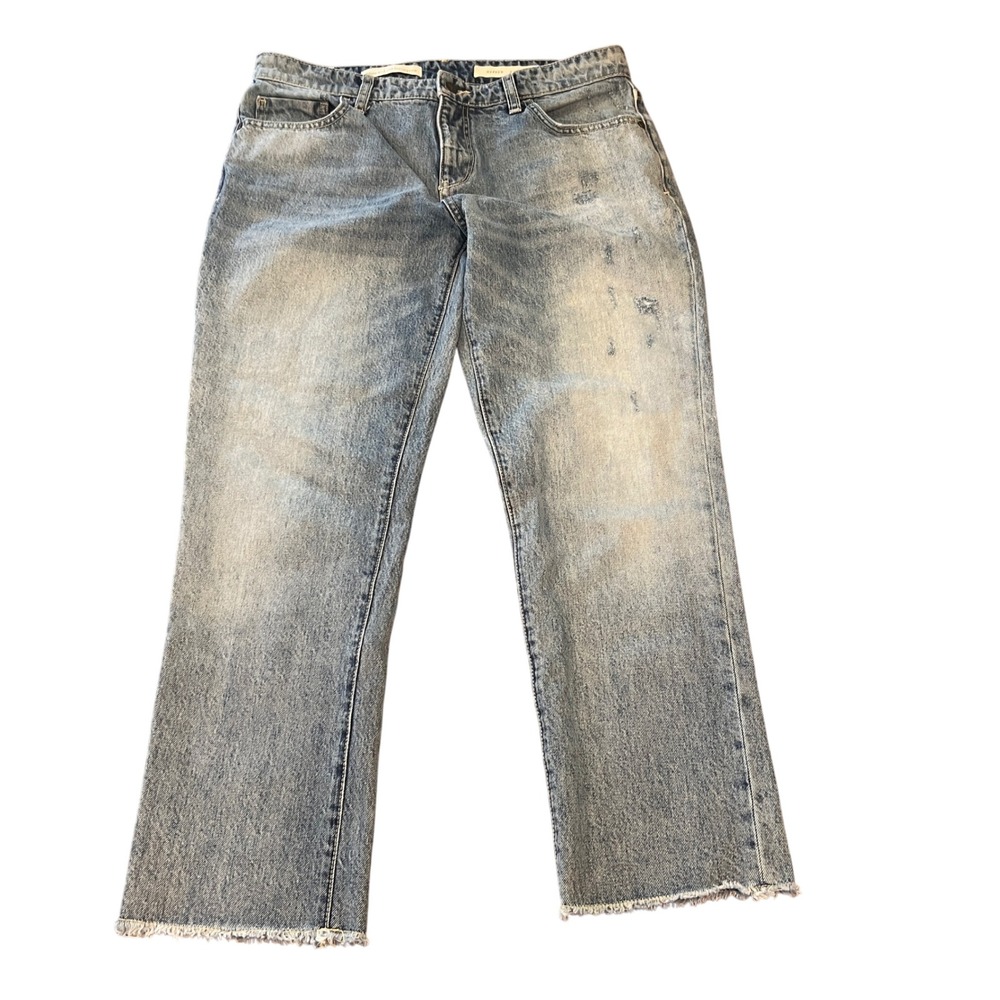 Pilcro and the Letterpress Hyphen Jeans Light Wash‎ Straight Leg Raw Hem Size 30